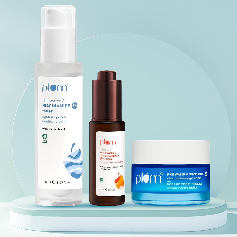 Pore-fect Glow Combo with Niacinamide Toner, 10% vitamin C Serum & Niacinamide Gel Cream