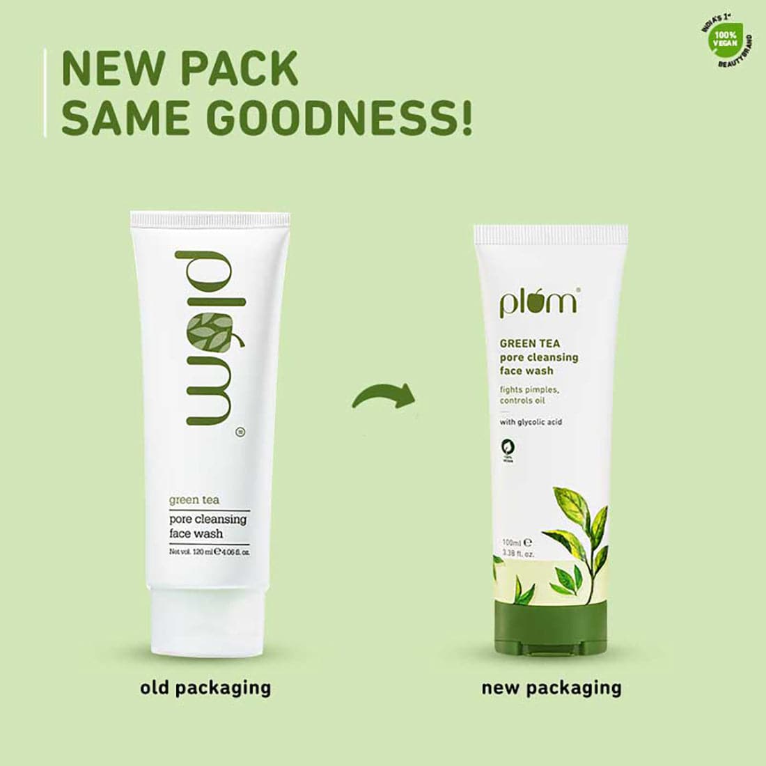 Green Tea Pore Cleansing Face Wash - Pack of 2 | Acne Face Wash | Bright, Clear Skin | Soap-Free | 100% Vegan