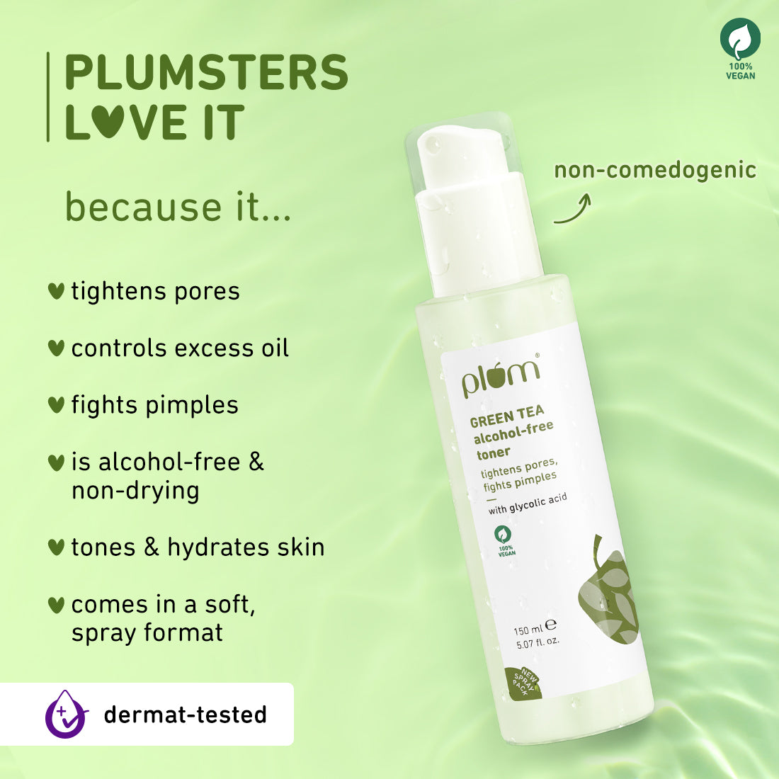 Green Tea Alcohol-Free Pore Tightening Face Toner For Oily & Acne-Prone Skin