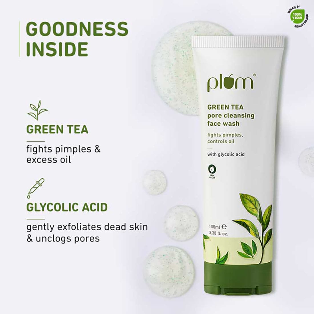 Green Tea Pore Cleansing Face Wash - Pack of 2 | Acne Face Wash | Bright, Clear Skin | Soap-Free | 100% Vegan