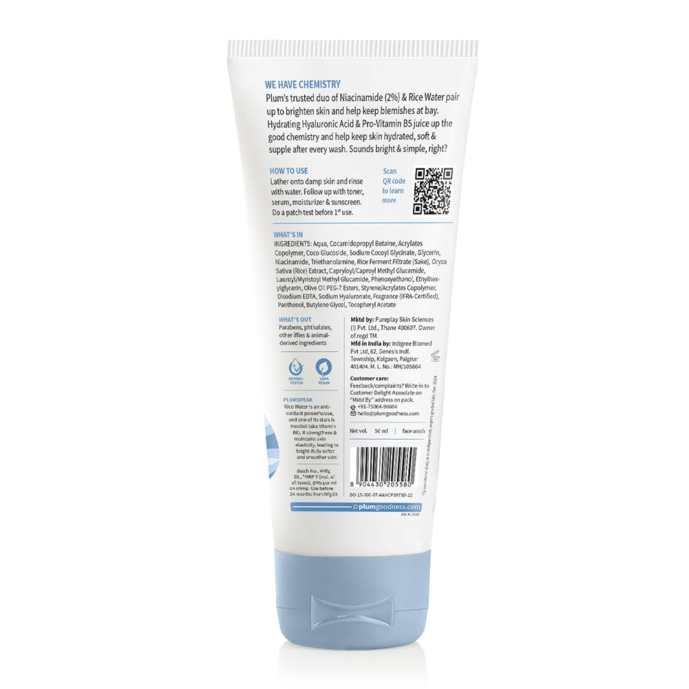 2% Niacinamide & Rice Water Face Wash For Clear & Bright Skin