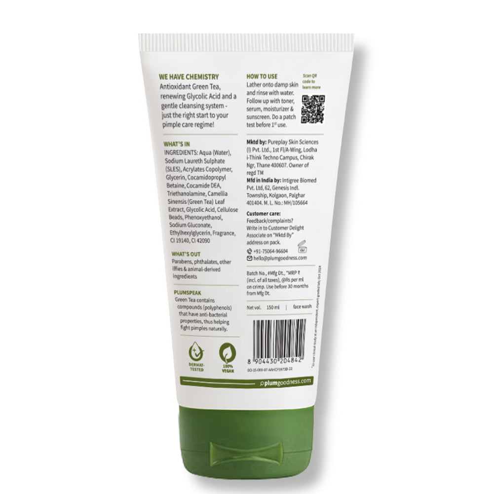 Green Tea Pore Cleansing Face Wash For Oily & Acne-Prone Skin