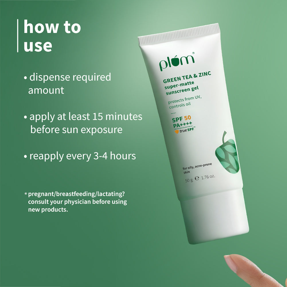 Green Tea & Zinc Super-Matte SPF 50 Sunscreen Gel For Oily & Acne-Prone Skin
