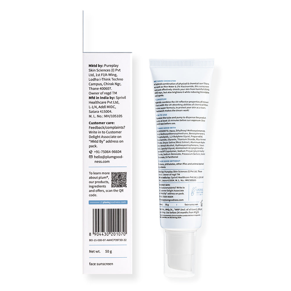 2% Niacinamide & Rice Water SPF 50 PA++++ Hybrid Sunscreen