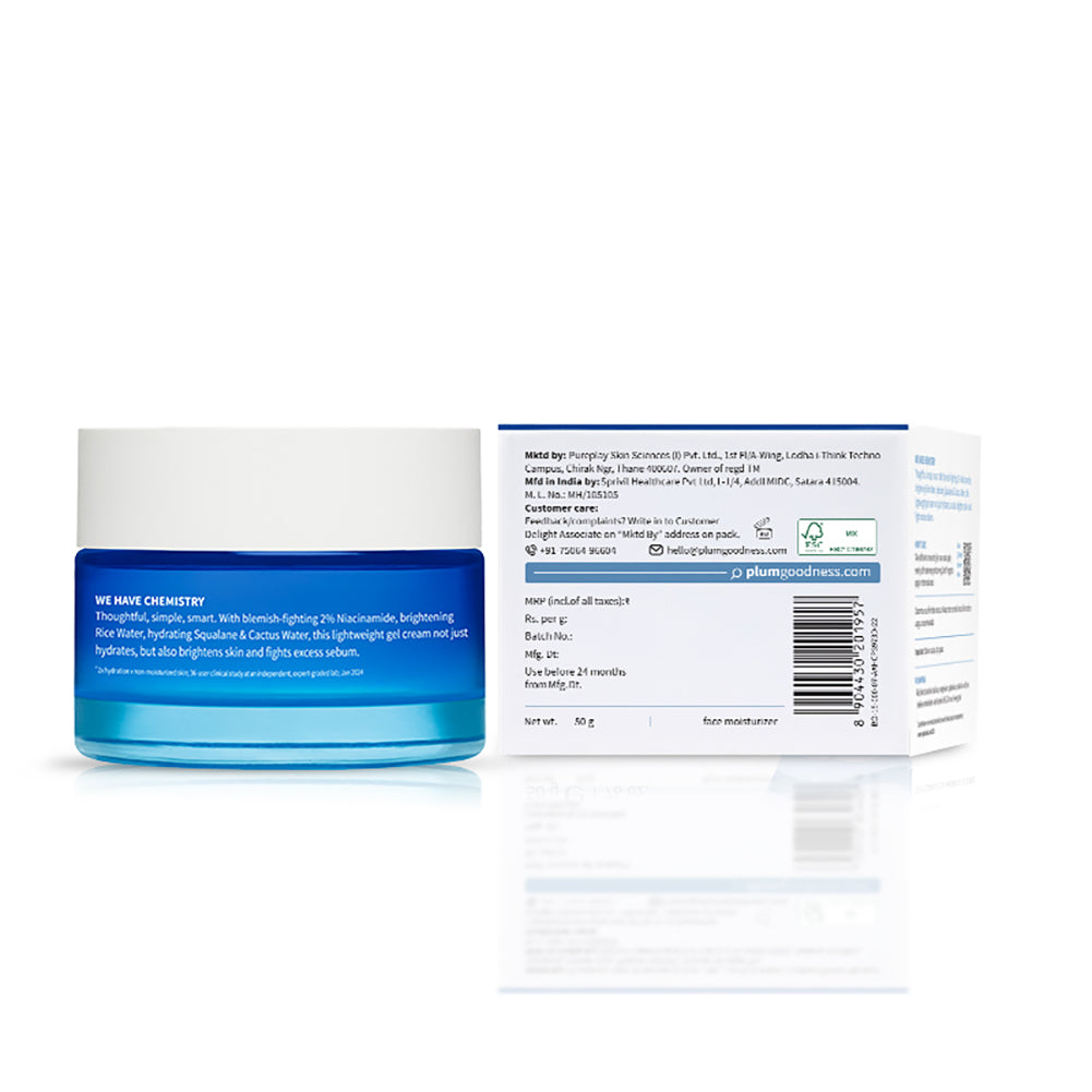 2% Niacinamide & Rice Water Brightening Gel Moisturizer For Clear & Bright Skin