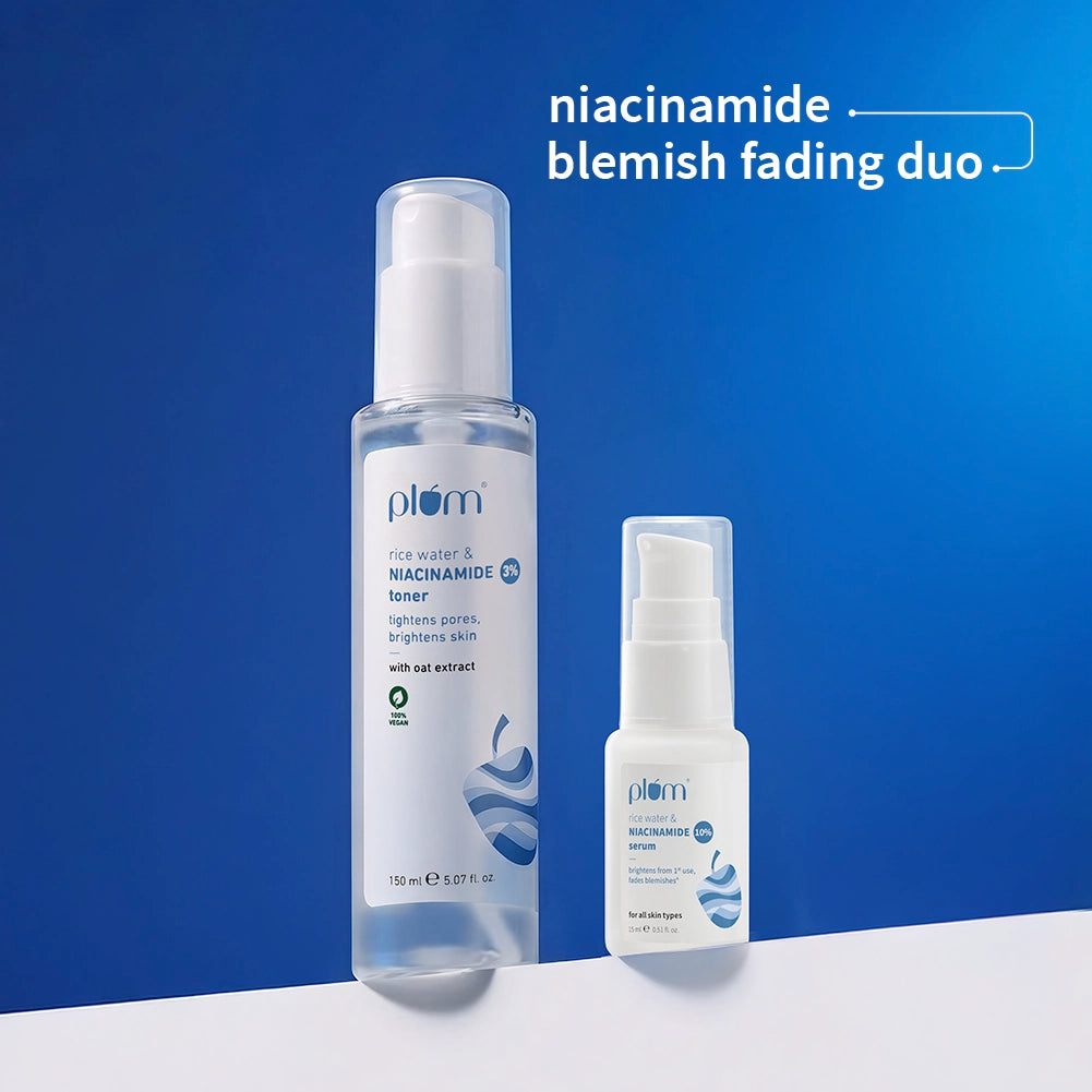 Plum Brightening Duos Combo | 5% Niacinamide Serum + 3% Niacinamide Toner
