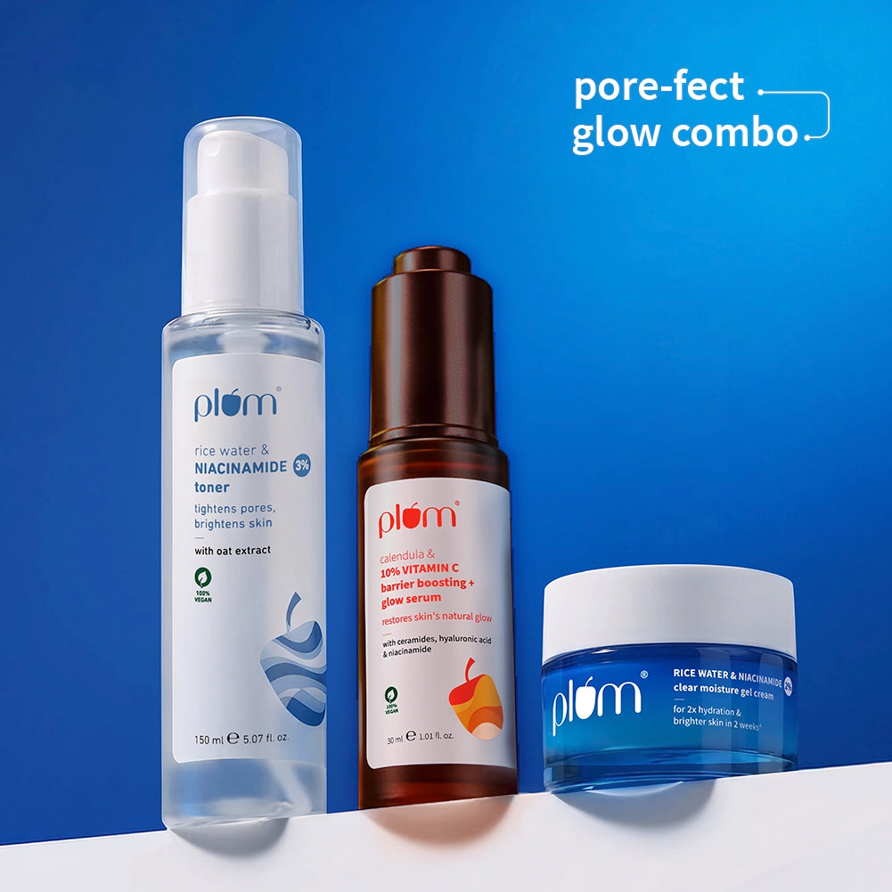 Pore-fect Glow Combo with Niacinamide Toner, 10% vitamin C Serum & Niacinamide Gel Cream