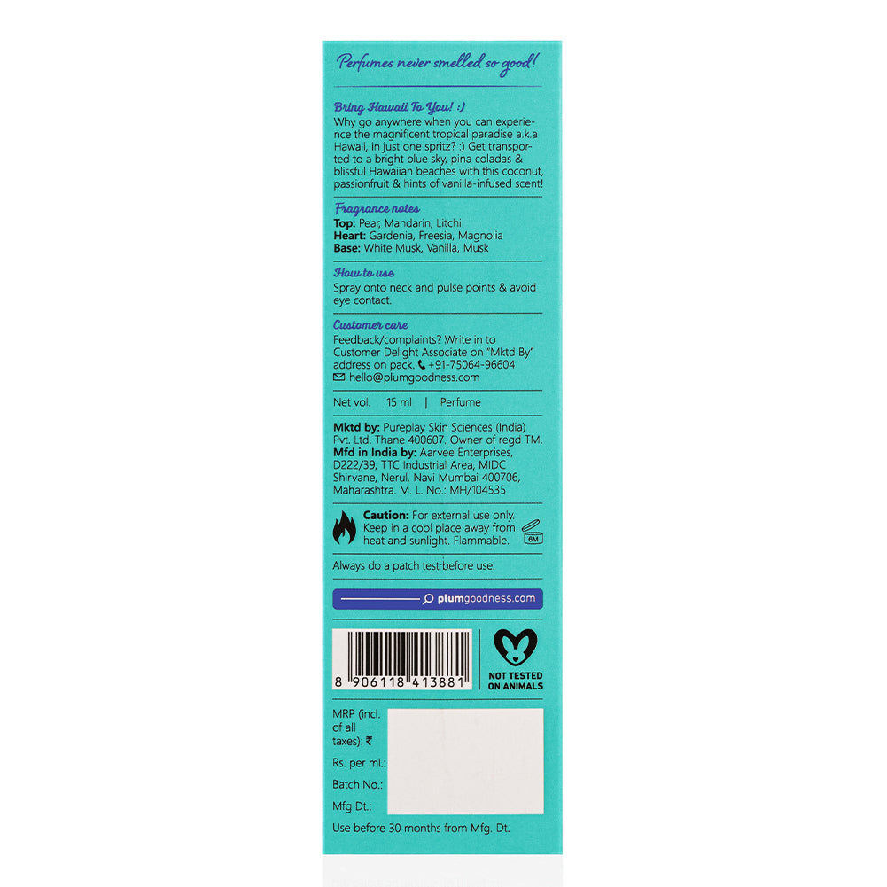 Hawaiian Rumba Eau De Parfum (Perfume) by Plum BodyLovin' - 15 ml
