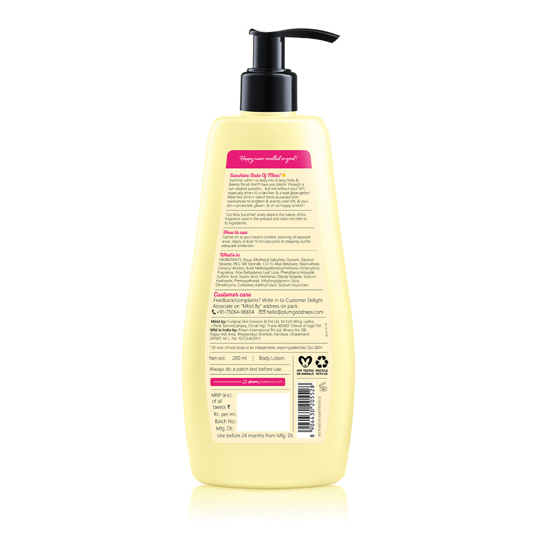 Lily Miss Sunshine Sunscreen Body Lotion SPF 35 PA+++ by Plum BodyLovin'