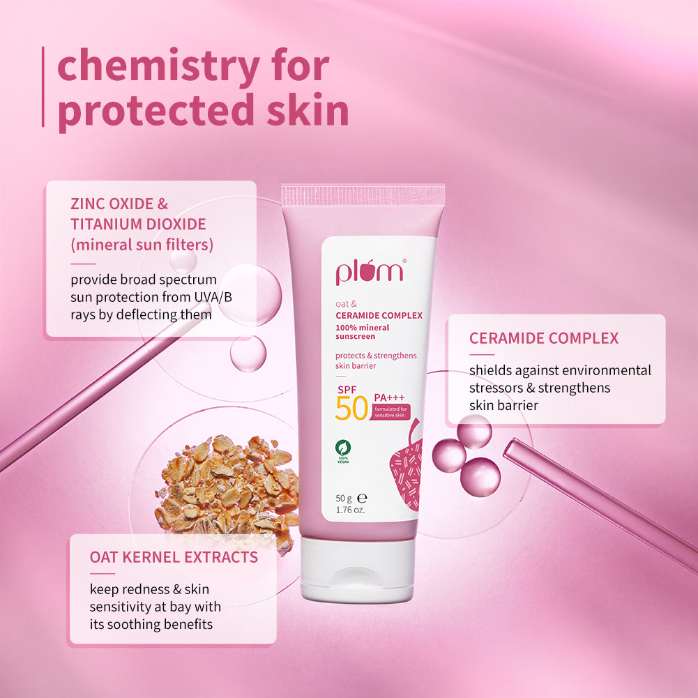 Plum Oat & Ceramide Complex 100% Mineral Sunscreen 50 PA+++
