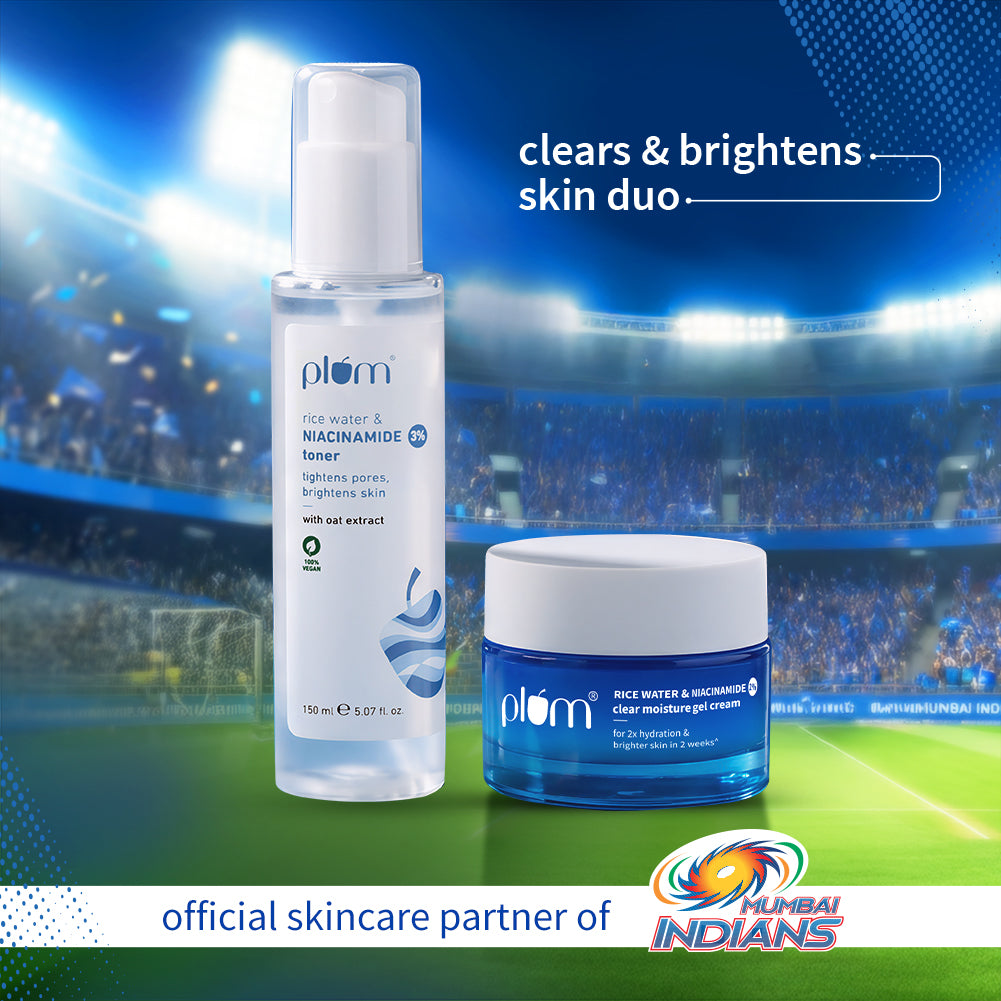 The Pore-fectly Bright Chemistry with Plum Rice Water & 2% Niacinamide Gel Cream & Plum Rice Water & 3% Niacinamide Toner