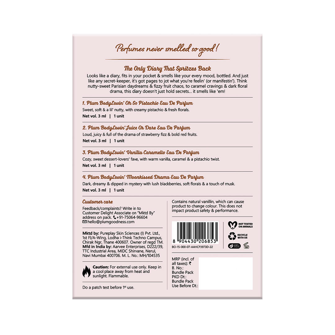 Pocket Diary Perfume Discovery Set by Plum BodyLovin'