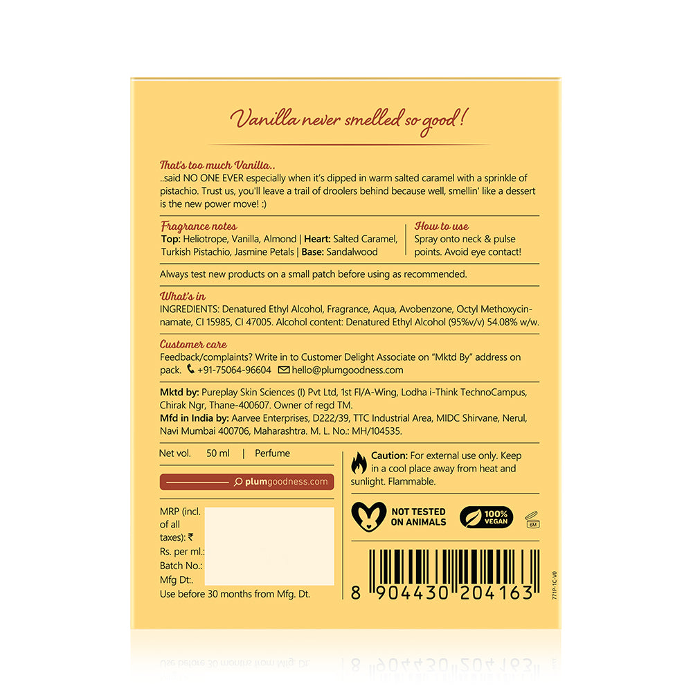 Vanilla Caramello Eau De Parfum (Perfume) by Plum BodyLovin'