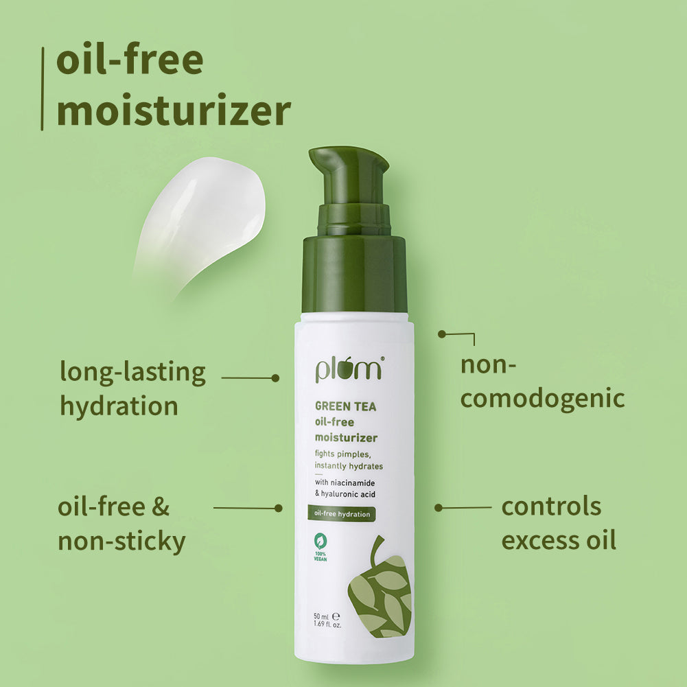 Plum Green Tea CTM routine for Oily, Acne-prone Skin with Green Tea Face Wash, Green Tea Toner and Green Tea Moisturizer