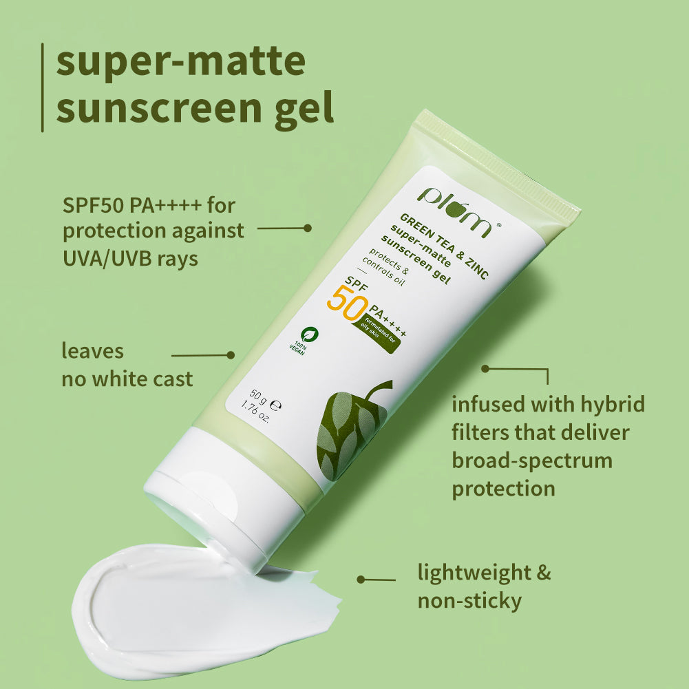 Plum Green Tea Mattenance Kit with Green Tea Toner, Green Tea SPF 50 Sunscreen, and Green Tea Night Gel