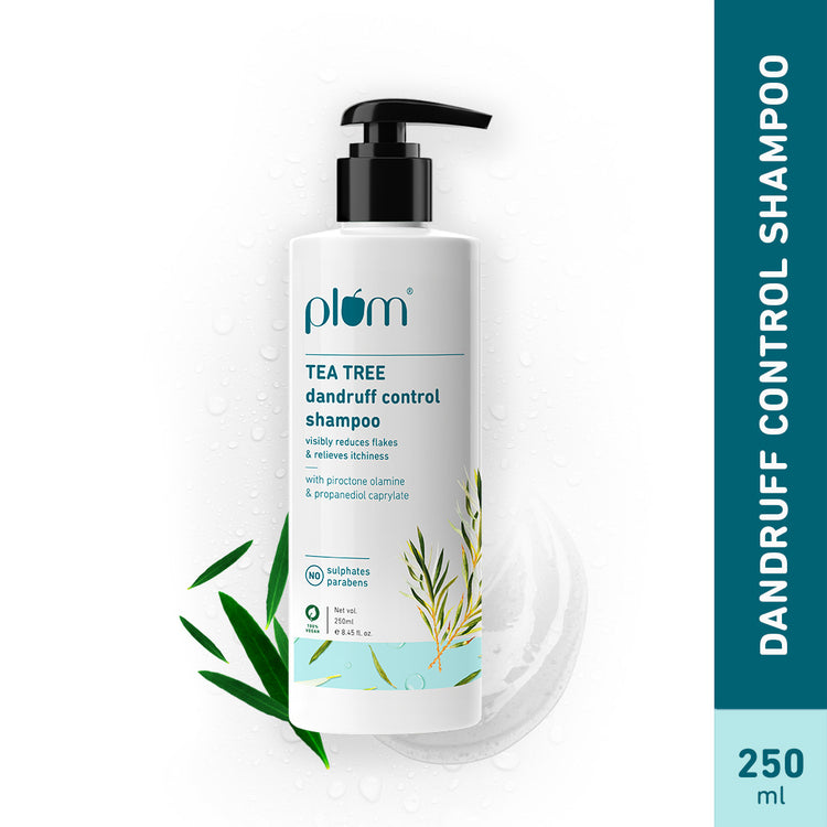 Tea Tree Dandruff Control Shampoo | Removes Dandruff Flakes, Dead Skin Cells | For All Hair Types | 100% Vegan | Sulphate-Free, Paraben-Free & Silicone-Free