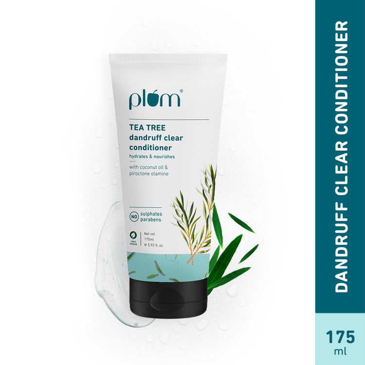 Tea Tree Dandruff Clear Conditioner | With Tea Tree Oil & Coconut Oil | Removes Dandruff Flakes From Hair Strands, Detangles & Smoothens Hair | Silicone-Free | Paraben-Free|  100% Vegan