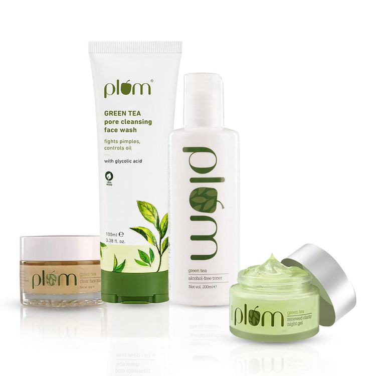 Green Tea CTM Combo with Face Mask | Fights Pimples & Controls Excess Oil | For Oily, Acne-Prone Skin | 100% Vegan