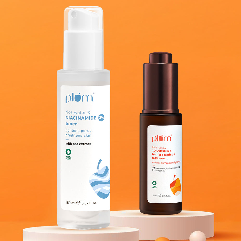 Tone & Treat Glow Bright Combo with 3% Niacinamide Toner & 10% Vitamin C Serum