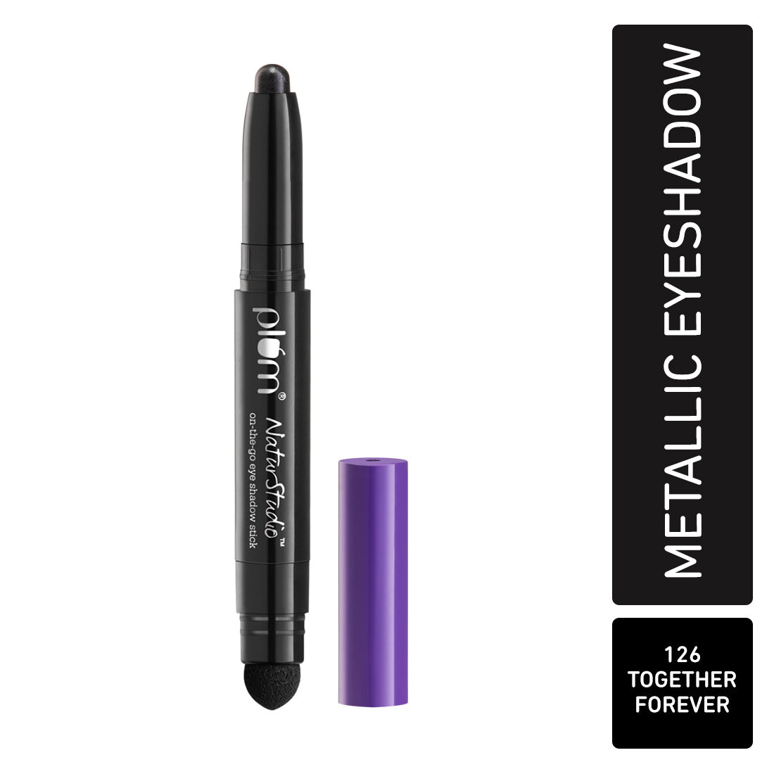 Plum NaturStudio on-the-go Eyeshadow Stick | Waterproof & Crease-proof | Highly Pigmented | With Smudger | Metallic Finish