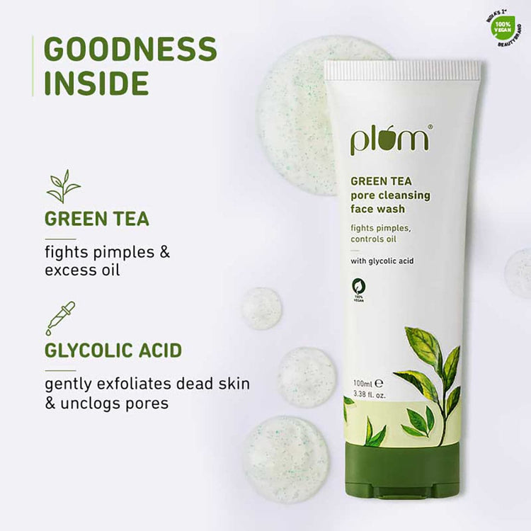 Green Tea Pore Cleansing Face Wash - Pack of 2 | Acne Face Wash | Bright, Clear Skin  | Soap-Free | 100% Vegan