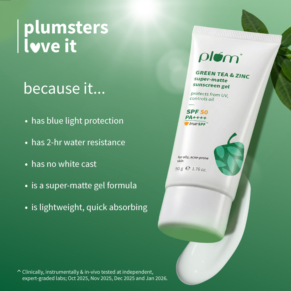 Green Tea & Zinc Super-Matte SPF 50 Sunscreen Gel for Oily Skin