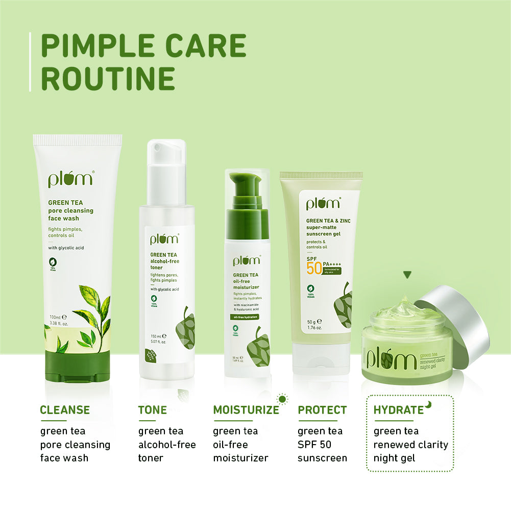 Green Tea Night Gel For Oily, Acne-Prone Skin | Travel-Size| 15 ml