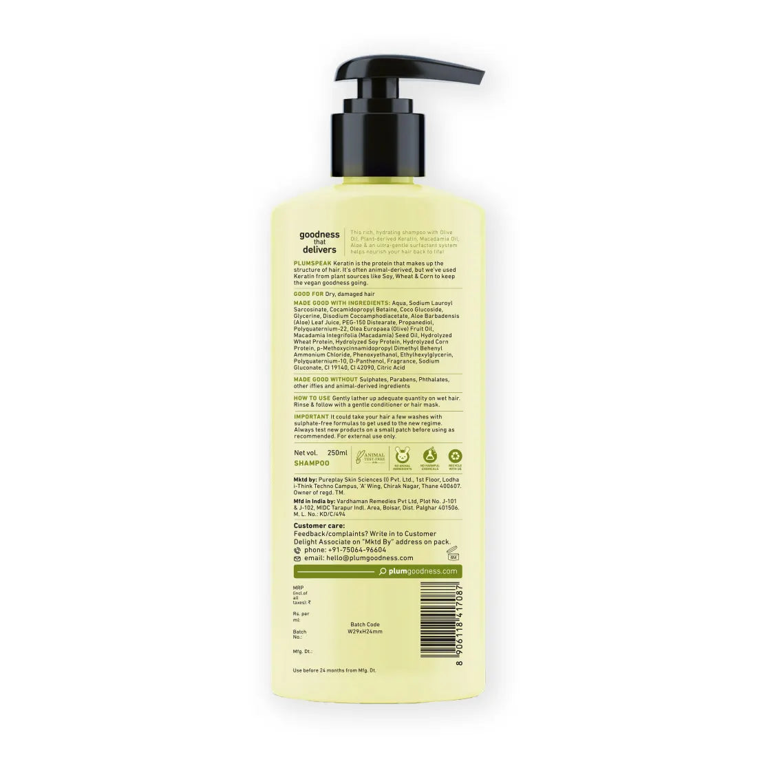 Olive & Plant Keratin Damage Repair Shampoo