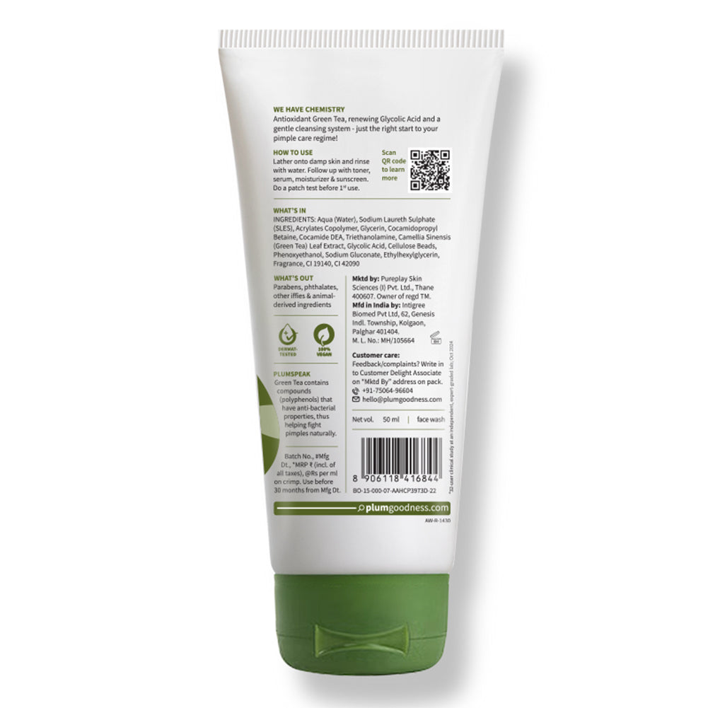 Green Tea Pore Cleansing Face Wash For Oily & Acne-Prone Skin