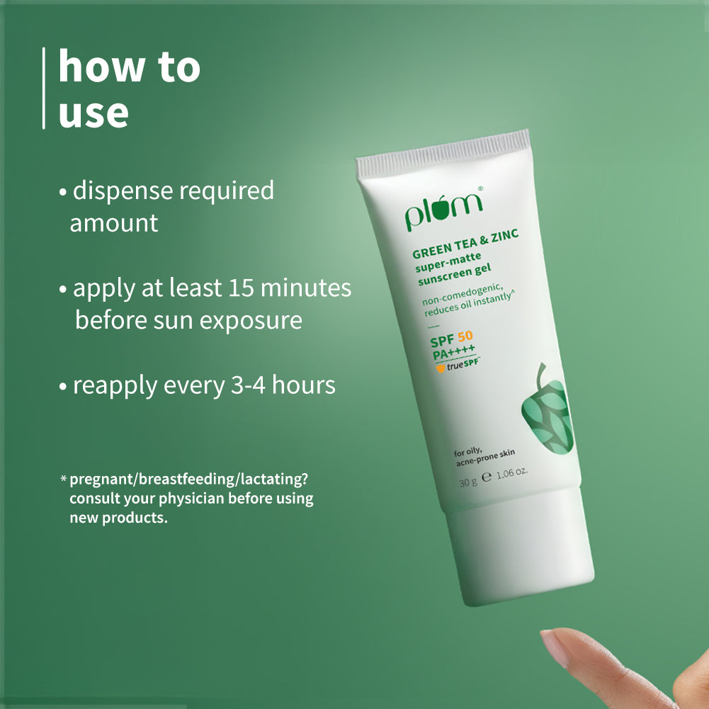 Green Tea & Zinc Super-Matte SPF 50 Sunscreen Gel For Oily & Acne-Prone Skin