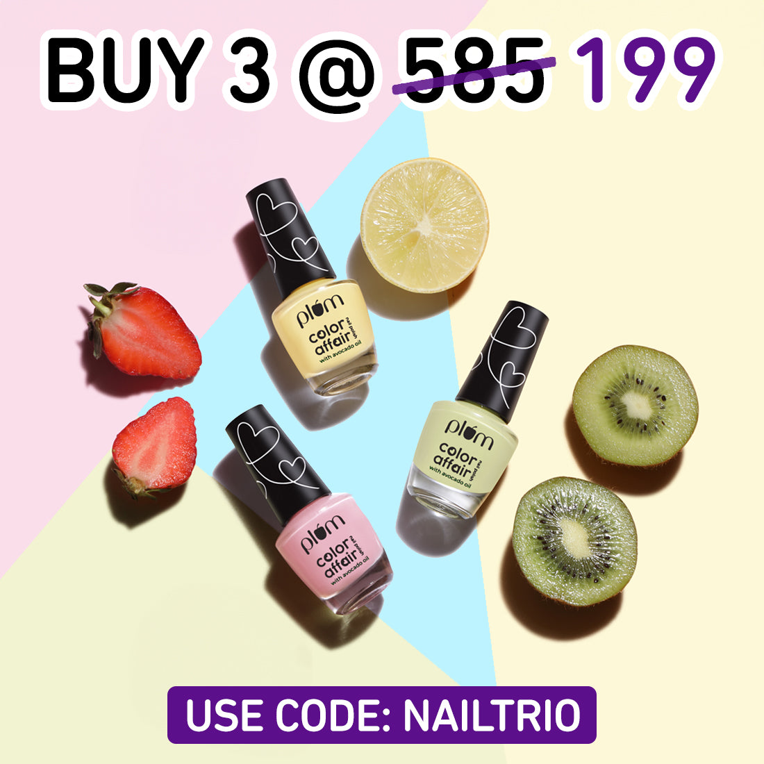 Color Affair Nail Polish Summer Sorbet Collection - Set of 3 at just Rs 199 | Use Code : NAILTRIO