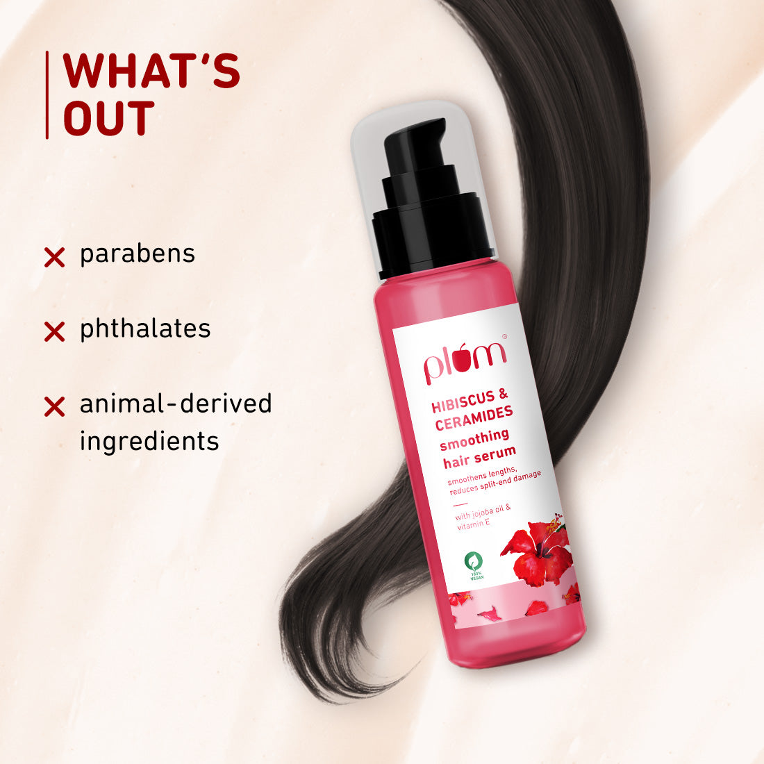 Get Plum Hibiscus & Ceramides Anti-Frizz Hair Serum| Plum Goodness