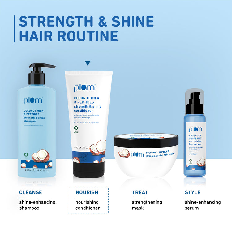 Coconut Milk & Peptides Strength & Shine Conditioner | Strengthens Hair |Enhances Hair's Shine | 100% Vegan | Makes Hair Soft | Prevents Hair Breakage