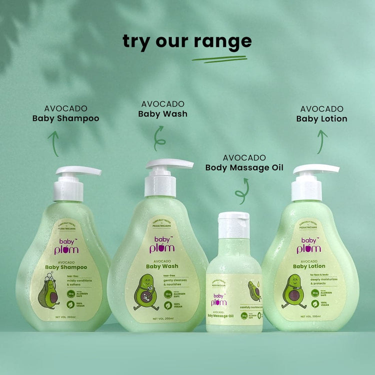 Baby Plum Avocado Baby Shampoo | Gently Cleanses, Conditions & Softens Baby Hair | Clinically Tested by Pediatricians | Tear-free pH-balanced Formula with Chamomile | Tested Allergen Safe