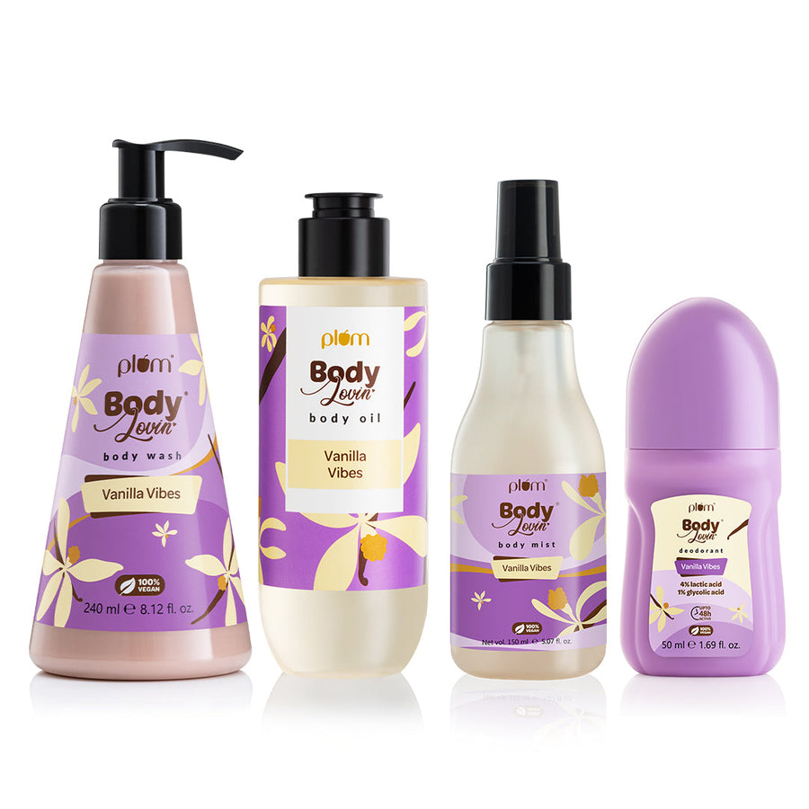 Buy Plum Vanilla Vibes Body Wash, Body Oil, Mist, and Deodorant Combo ...