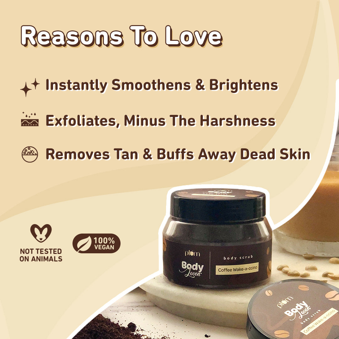 Get Coffee Wake a ccino Body Scrub for Skin Whitening Plum Goodness