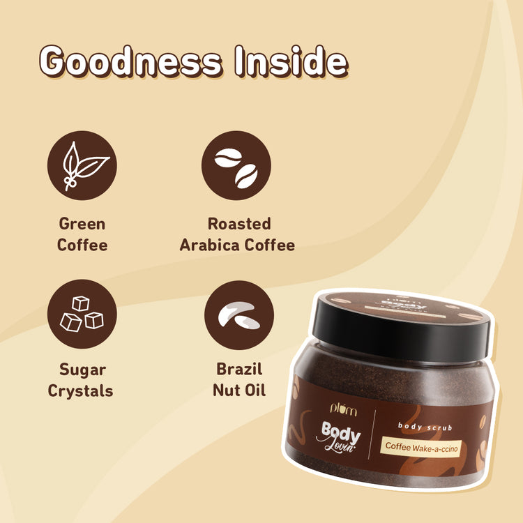 Plum BodyLovin' Coffee Wake-a-ccino Body Scrub | Coffee Body Scrub | For All Skin Types