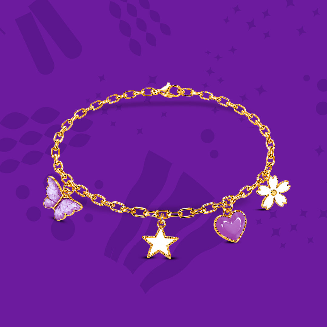 Plum lucky charm bracelet