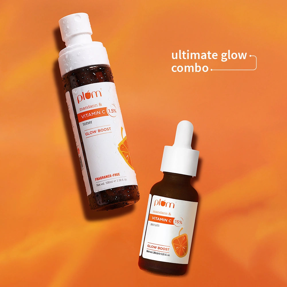 Vitamin C Ultimate Glow Duo | Face Serum (30ml) & Toner | For Glowing Skin | Tightens Pores | Fights Hyperpigmentation | Improves Uneven Skin Tone | Fragrance-Free | 100% Vegan
