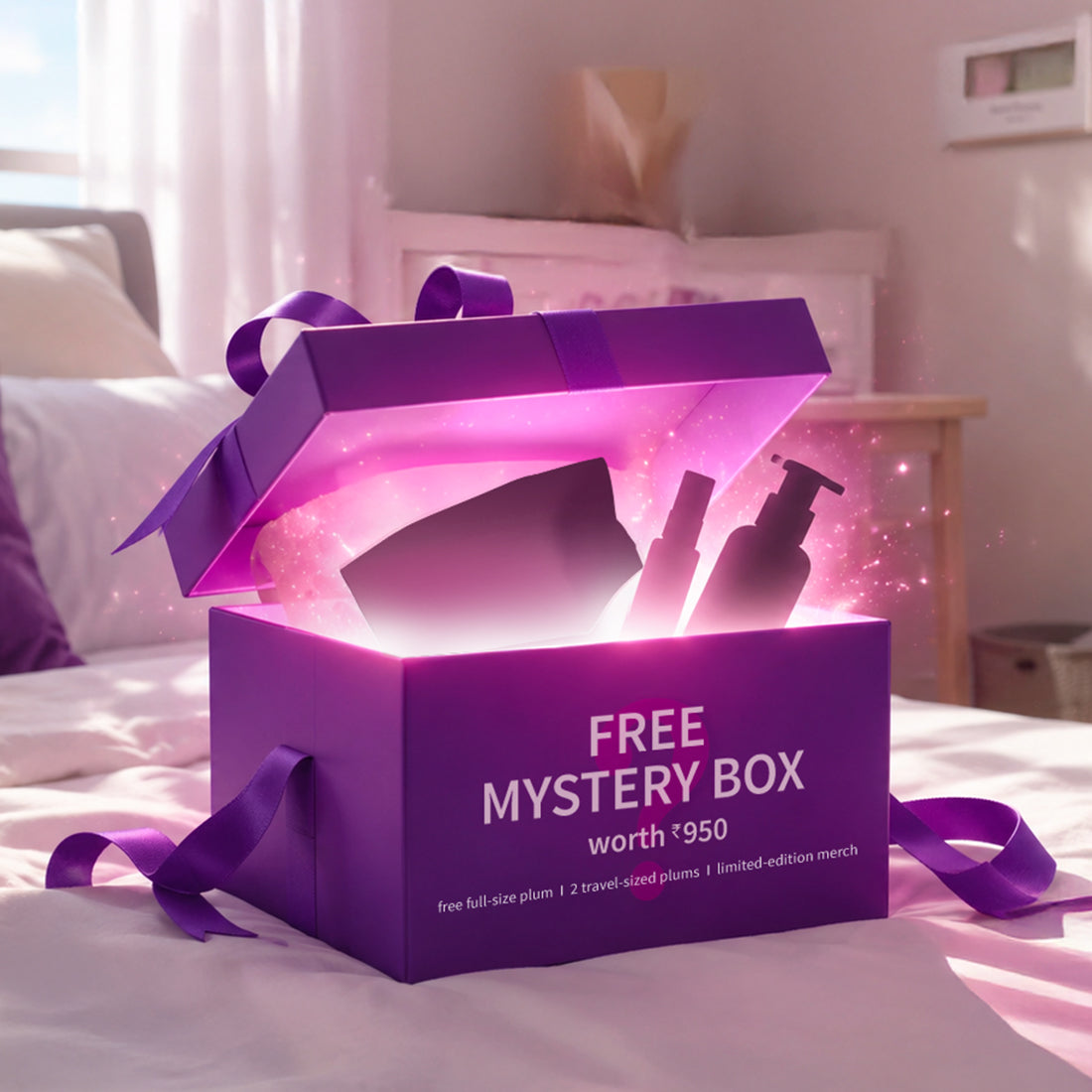 🎁 Plum Mystery Box ( 1 full-size  + 2 travel-Size + pouch)