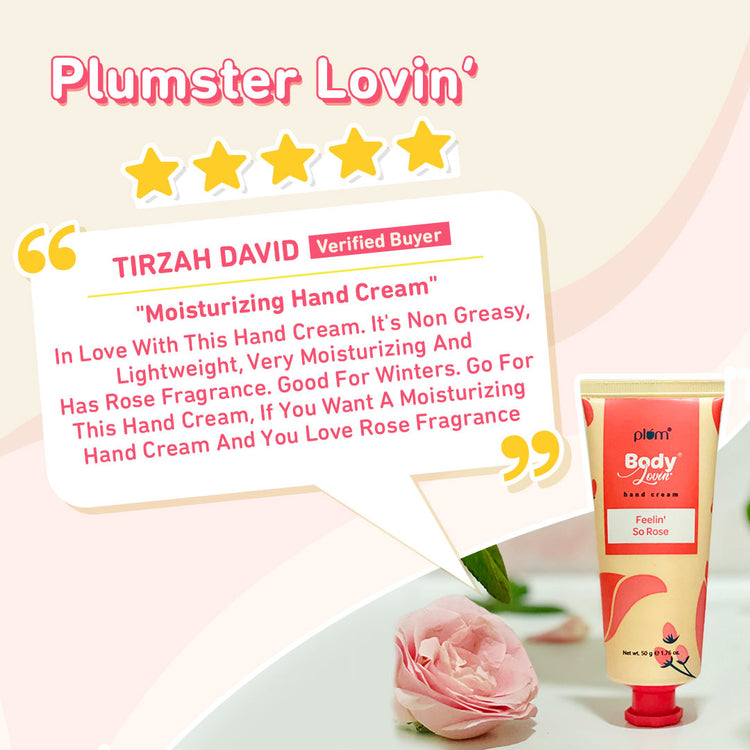 Plum BodyLovin' Feelin' So Rose Hand Cream | Moisturizing | Non-Greasy | Rose Fragrance