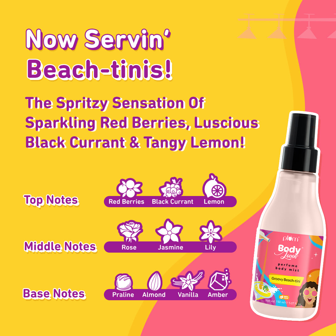 Groovy Beach-Tini Perfume Body Mist for All Skin Types | Plum Goodness