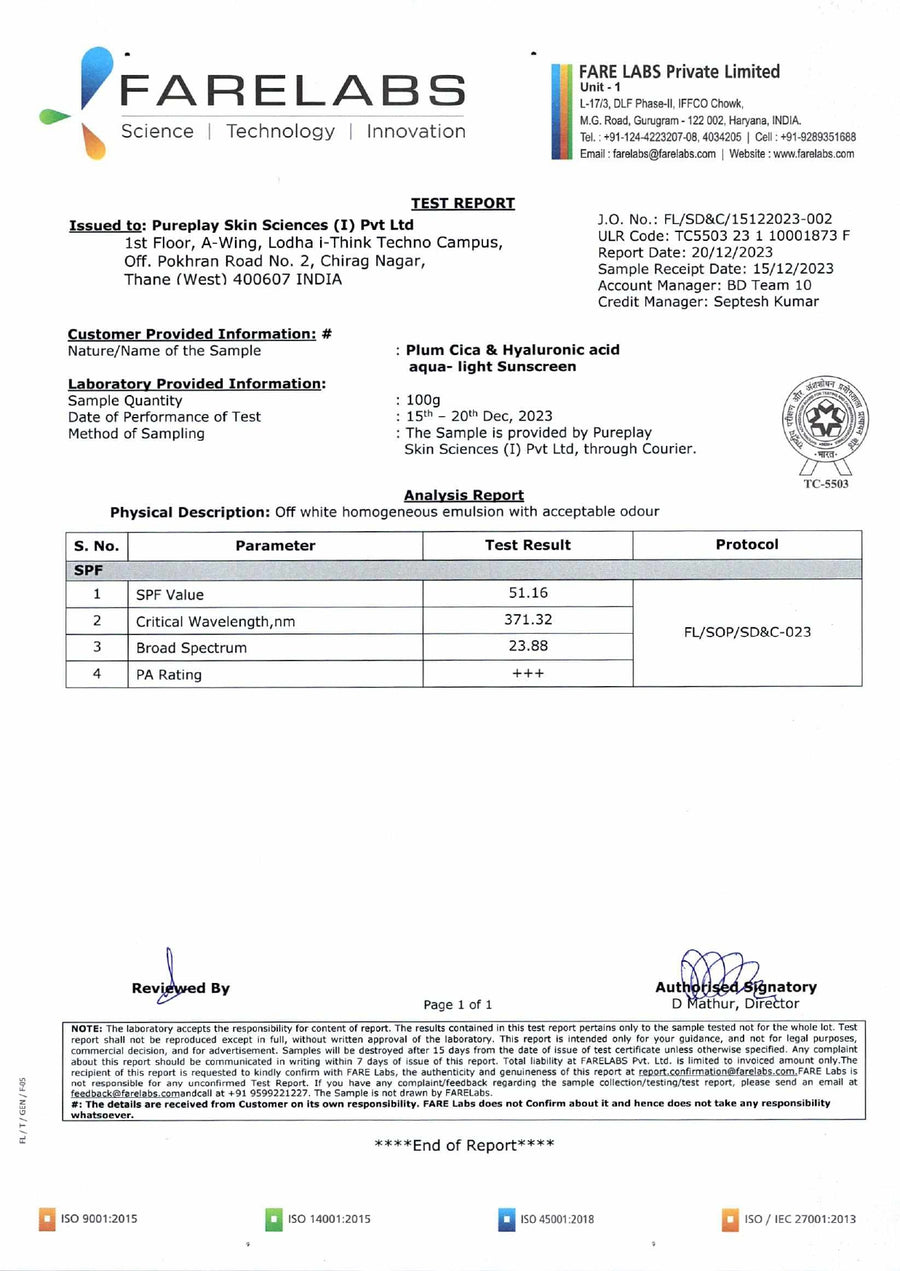 Cica & Hyaluronic Acid SPF 50 Sunscreen