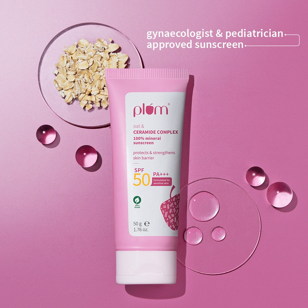 Plum Oat & Ceramide Complex 100% Mineral Sunscreen 50 PA+++