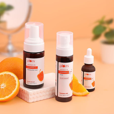 Vitamin C Glow Like A Pro Combo | Foaming Face Wash, Toner, Serum | Fights Hyperpigmentation | Improves Uneven Skin Tone | 100% Vegan | All Skin Types