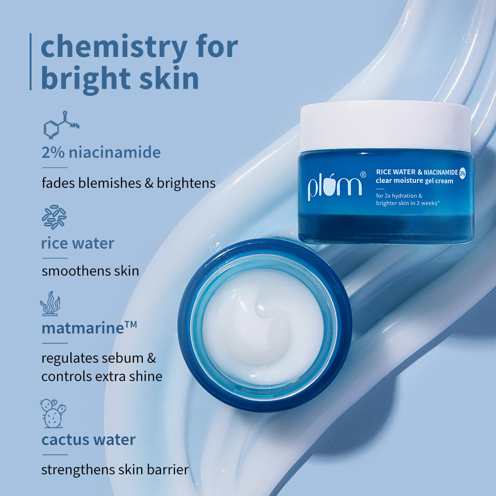 Clear & Bright Duo | Plum Rice Water & 2% Niacinamide Gel Cream & 10% Niacinamide Face Serum with Rice Water