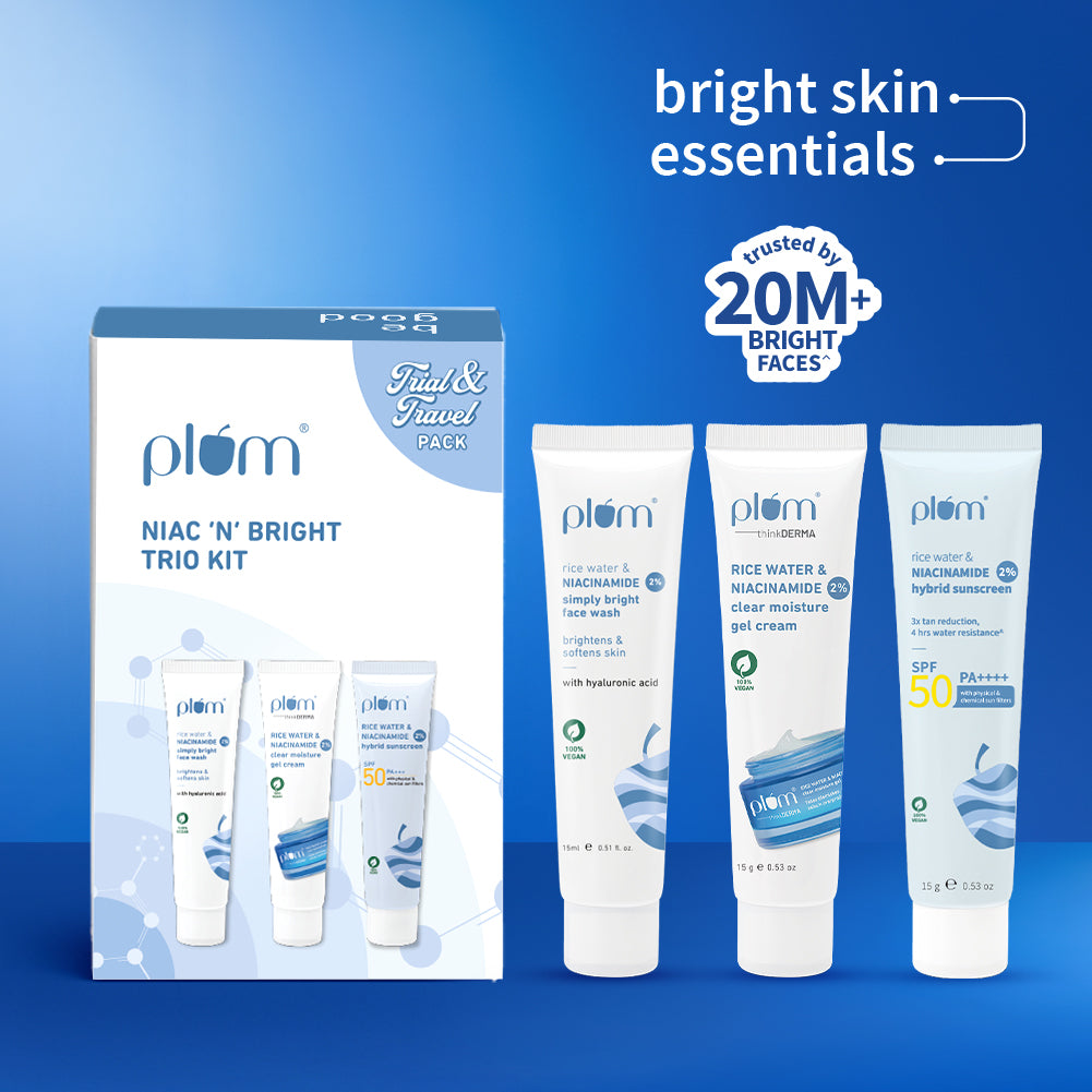 Niacinamide Skincare Trio Kit | Face Wash | Moisturizer | Sunscreen | Travel-Size