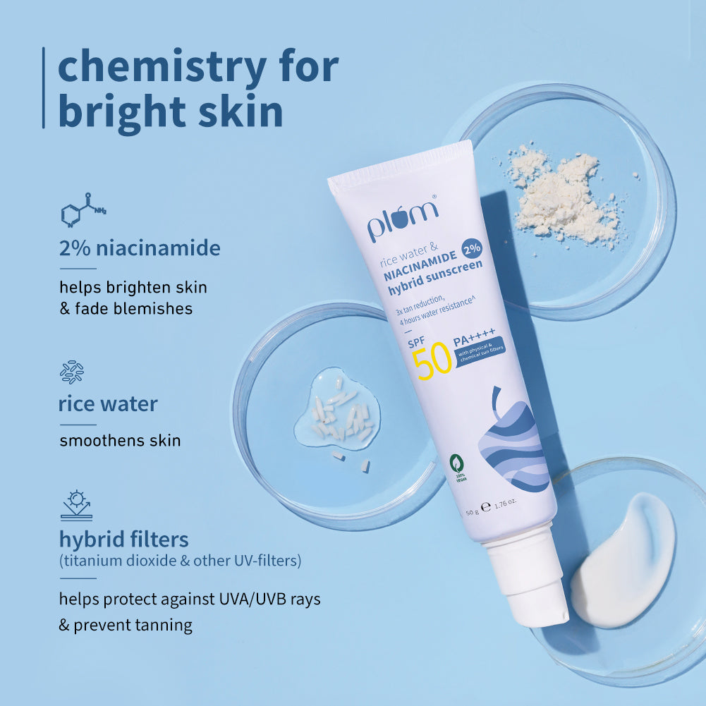 2% Niacinamide & Rice Water SPF 50 PA+++ Hybrid Sunscreen - Pack of 2
