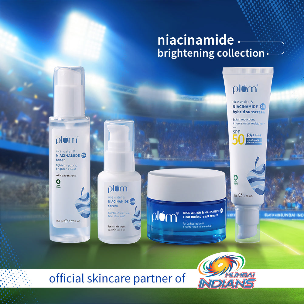 Niacinamide Clear & Bright Skin Combo | With Niacinamide & Rice Water | Toner, Serum, Gel Moisturizer & SPF 50 PA+++ Sunscreen