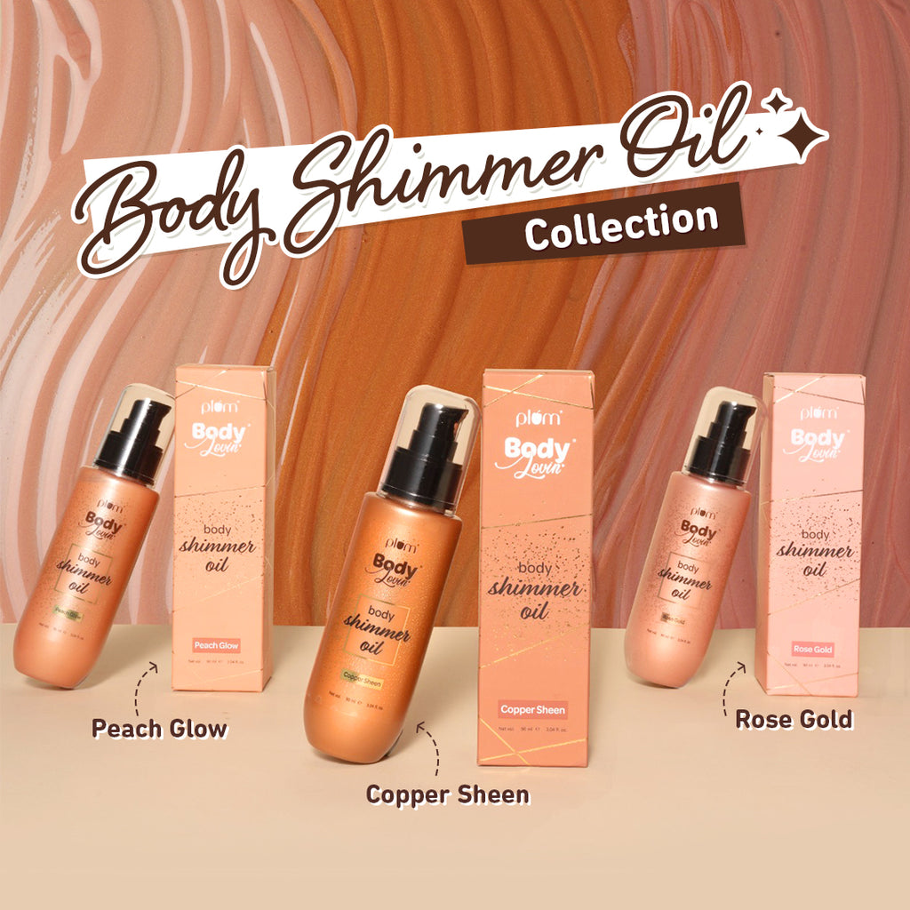 Plum BodyLovin’ Body Shimmer Oil Peach Glow Intense colour payoff